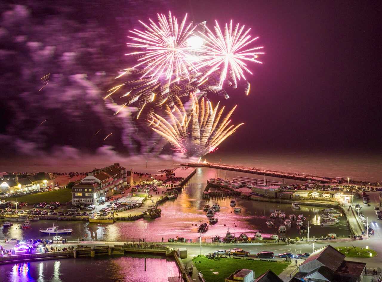 Fireworks above West Bay harbour