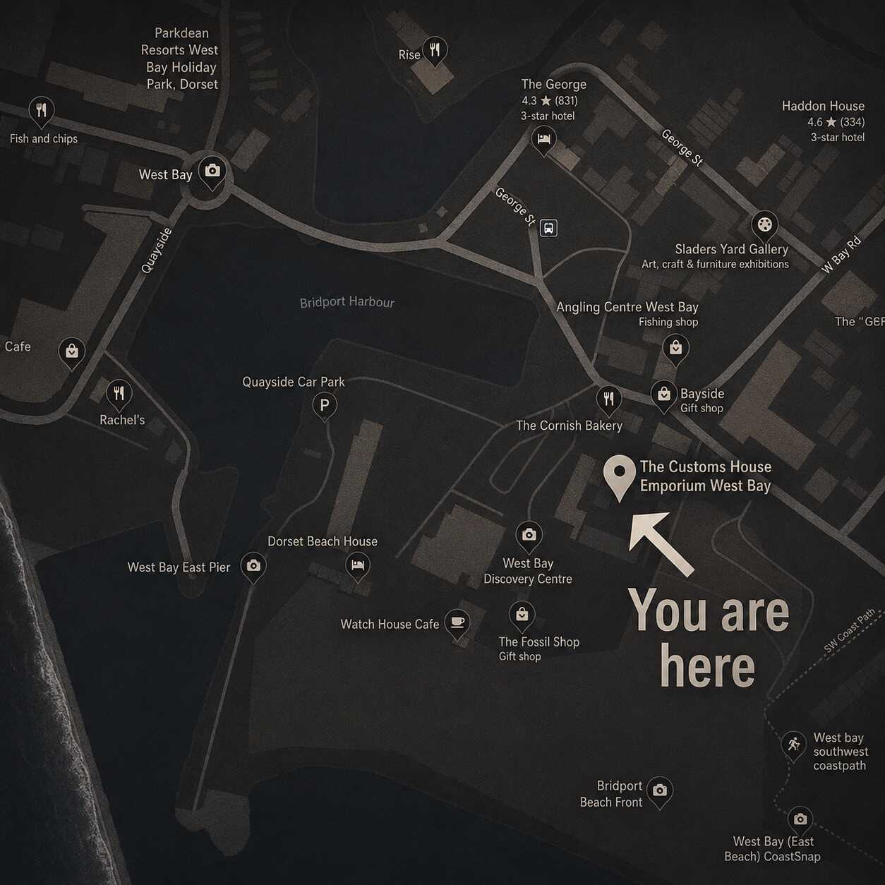 Map for The Customs House Emporium in West Bay